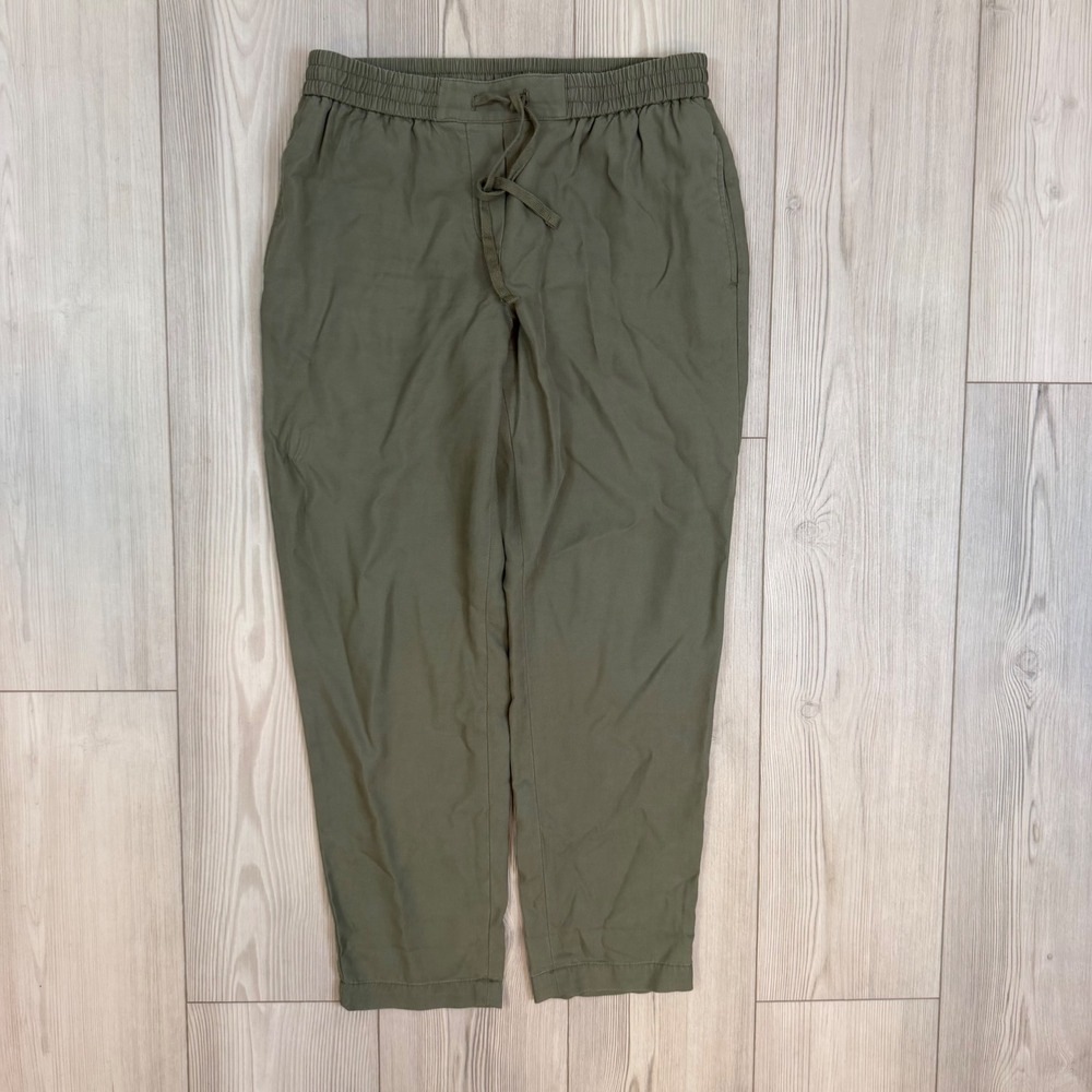 Talbots Petites Easy Drawstring Pant Olive Green Lyocell Relaxed Trousers Small
